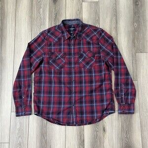 American Eagle AE Men's L Long Sleeve Western Workwear Button Plaid Cotton Shirt